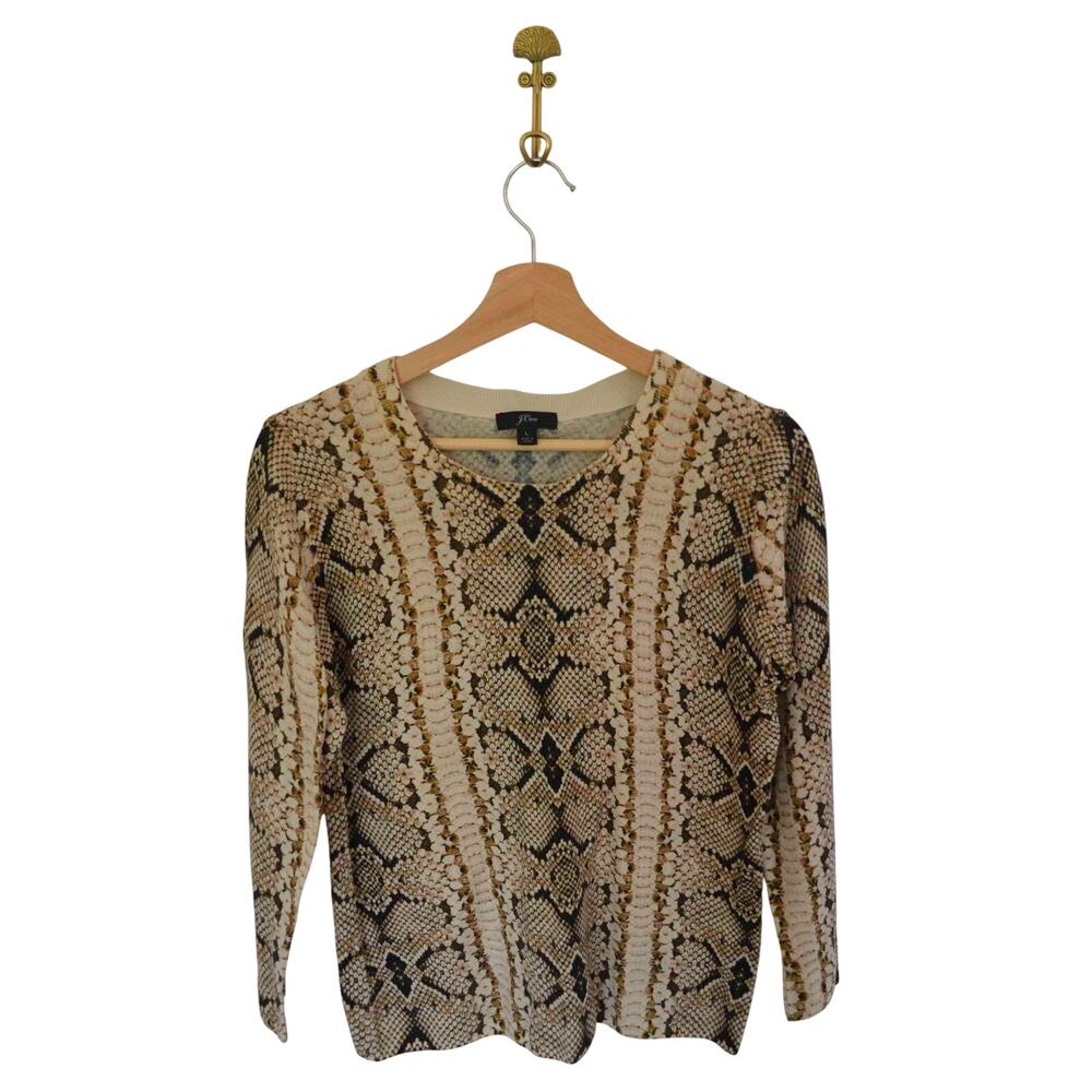J. Crew Merino Wool Snake Print Tippi Sweater Size Large
